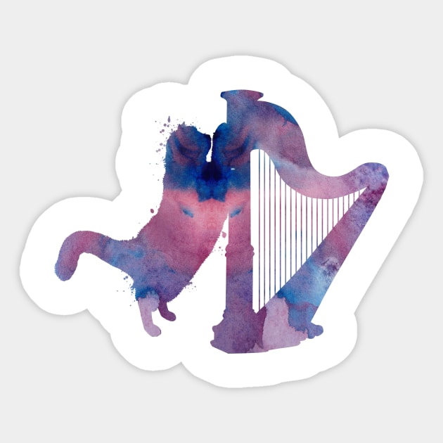 Cat and harp Sticker by TheJollyMarten